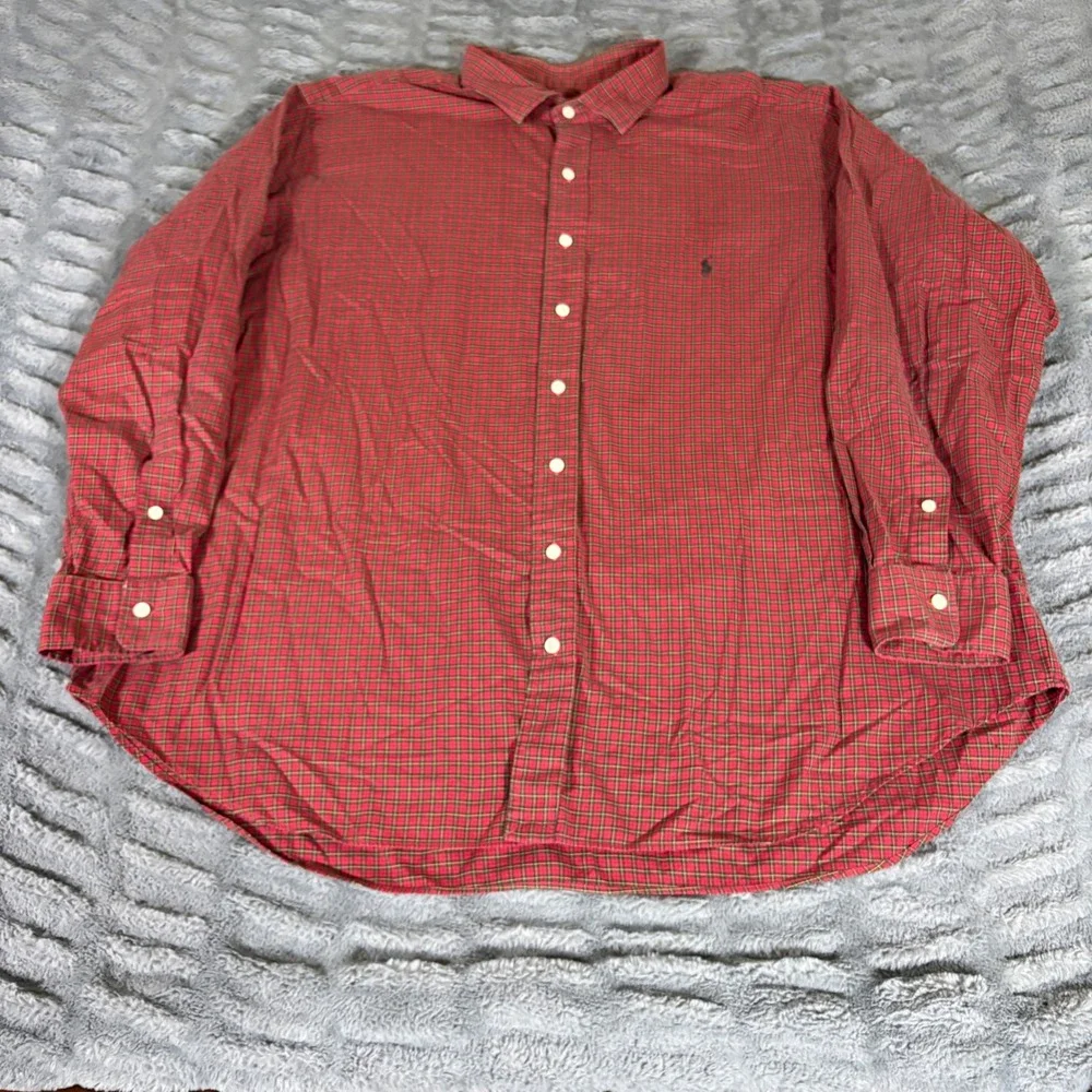 Polo Ralph Lauren Mens 3XB Big & Tall Plaid Button Down Shirt Red Cotton AR490